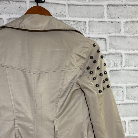 Aeropostale pretty little liars Beige Trench Coat Black Studded Sleeves, XS - Picture 9 of 10